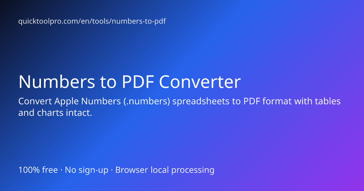 Numbers to PDF Converter - QuickToolPro