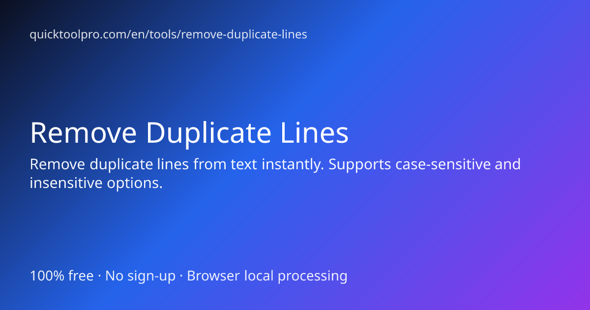 Remove Duplicate Lines - Free Online Tool