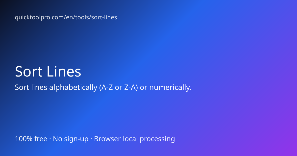 Sort Lines - Free Online Tool